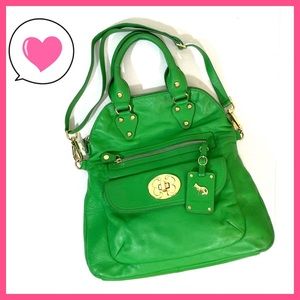 Emma Fox leather green gold satchel crossbody bag